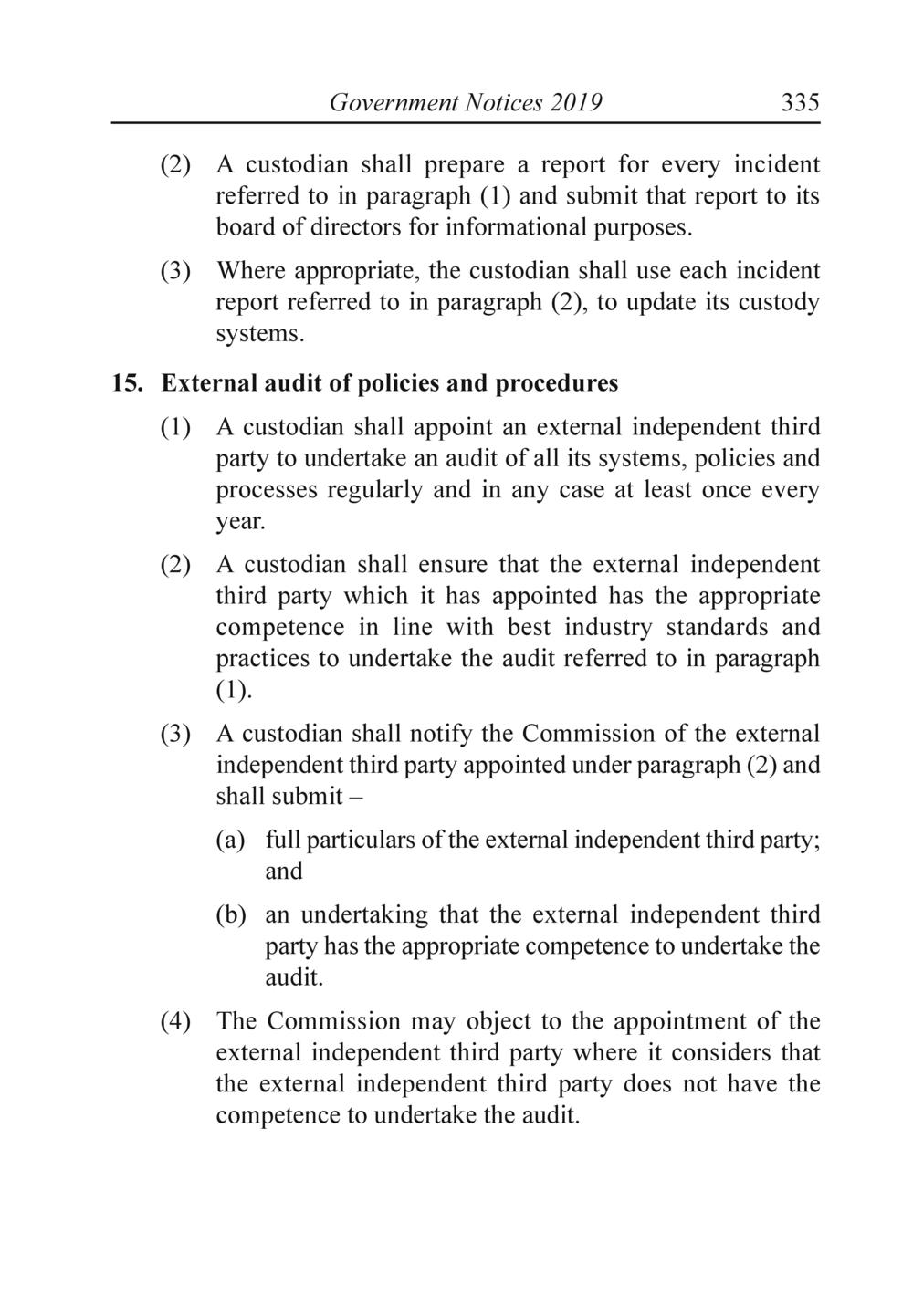 The Financial Services Custodian services digital asset Rules 2019