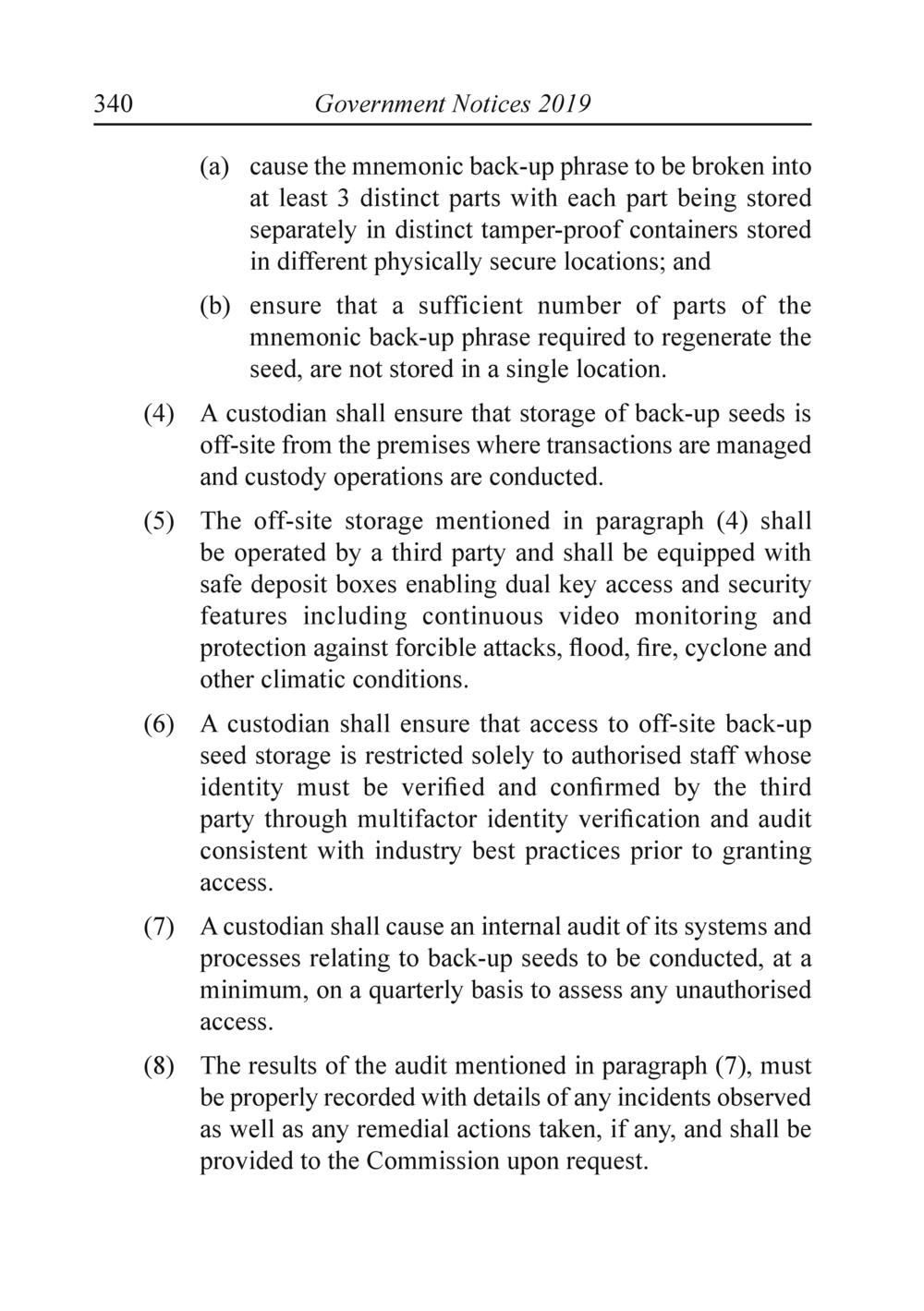 The Financial Services Custodian services digital asset Rules 2019