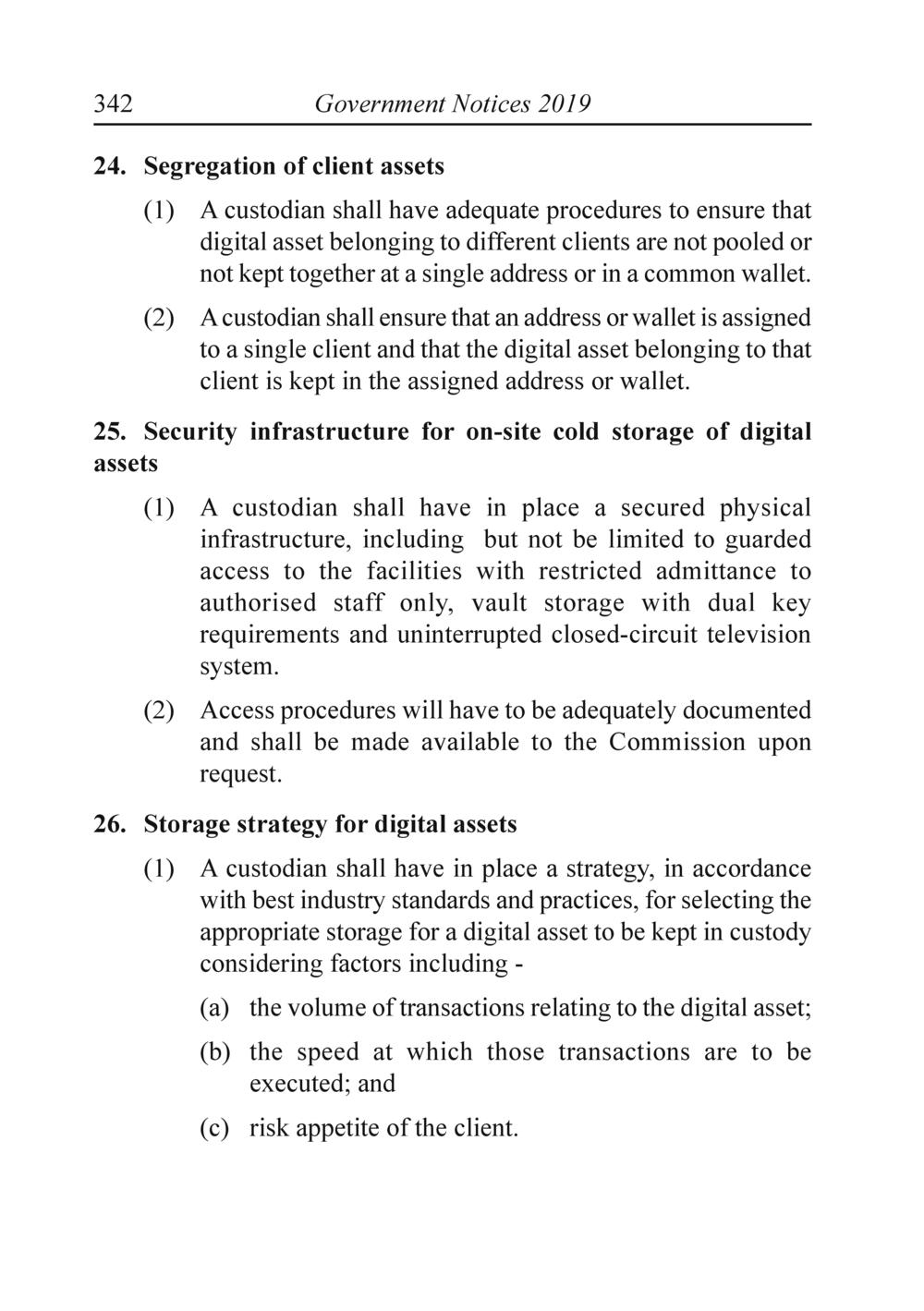 The Financial Services Custodian services digital asset Rules 2019