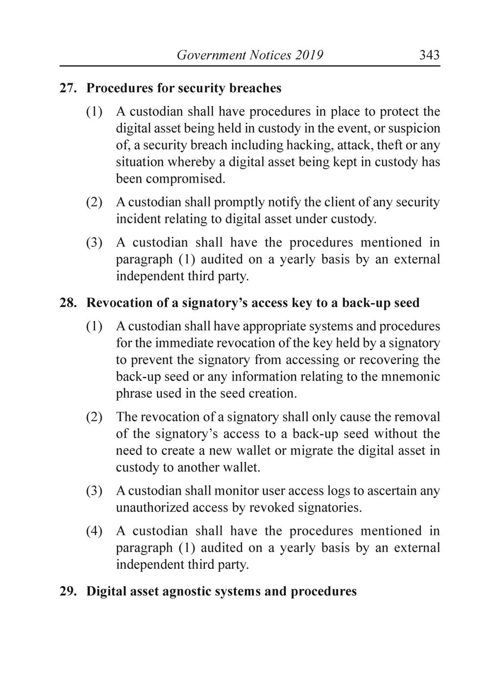 The Financial Services Custodian services digital asset Rules 2019