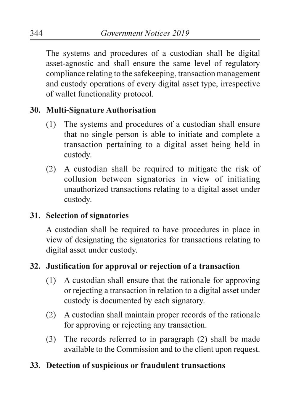 The Financial Services Custodian services digital asset Rules 2019