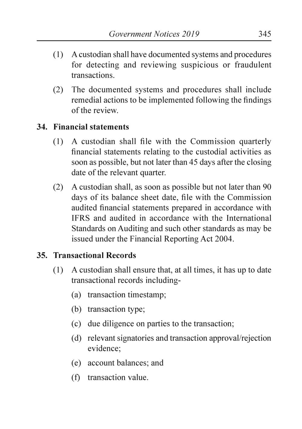 The Financial Services Custodian services digital asset Rules 2019