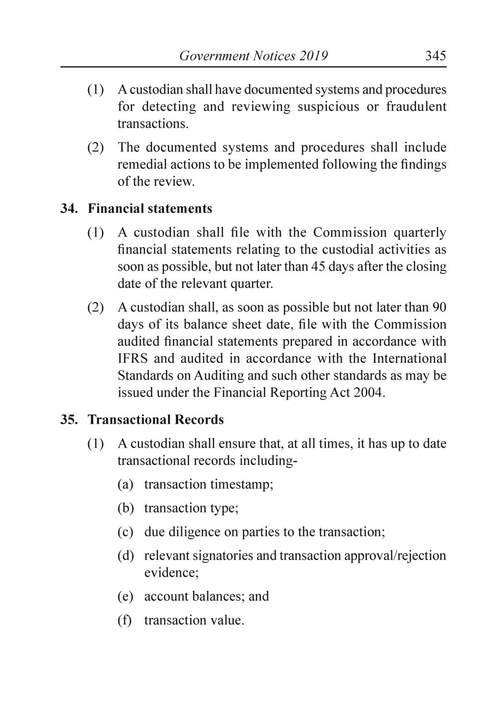 The Financial Services Custodian services digital asset Rules 2019