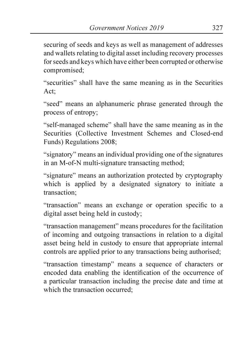 The Financial Services Custodian services digital asset Rules 2019