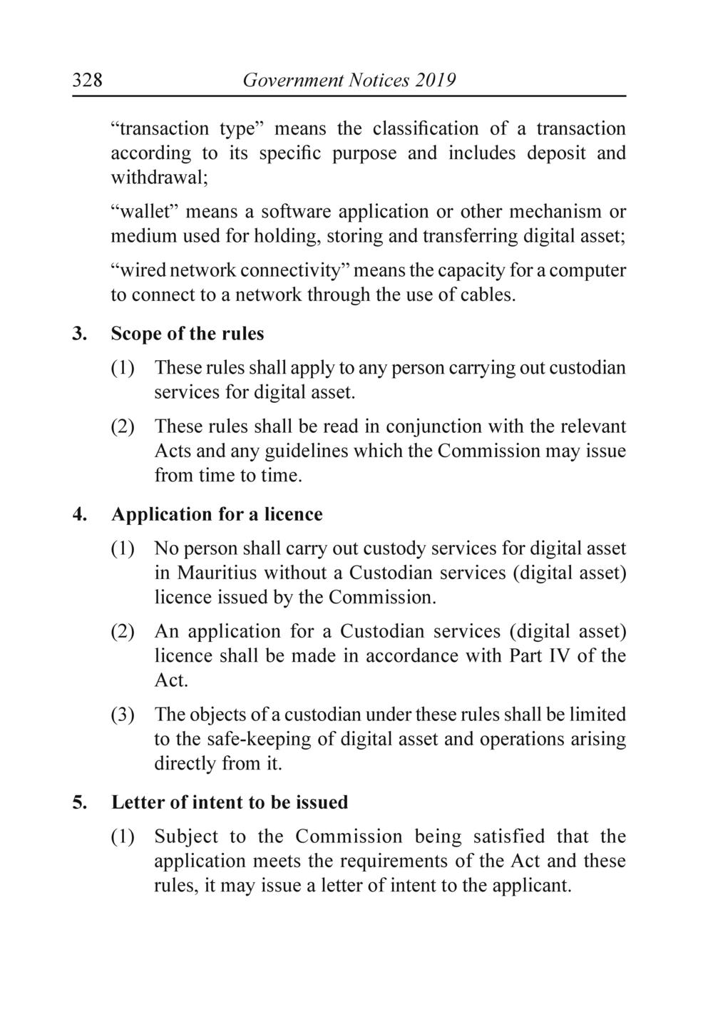 The Financial Services Custodian services digital asset Rules 2019