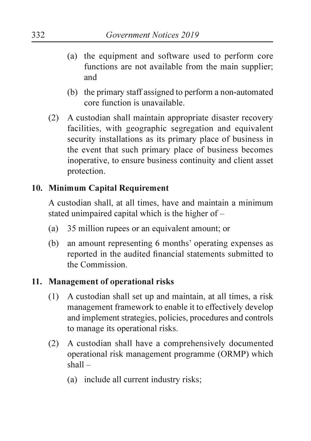 The Financial Services Custodian services digital asset Rules 2019