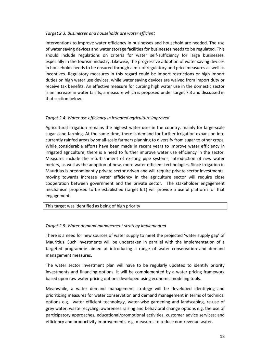 National Integrated Water Resources Management (IWRM) Plan.