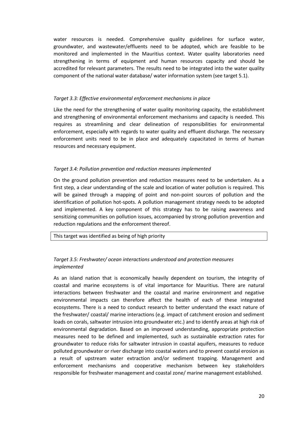 National Integrated Water Resources Management (IWRM) Plan.