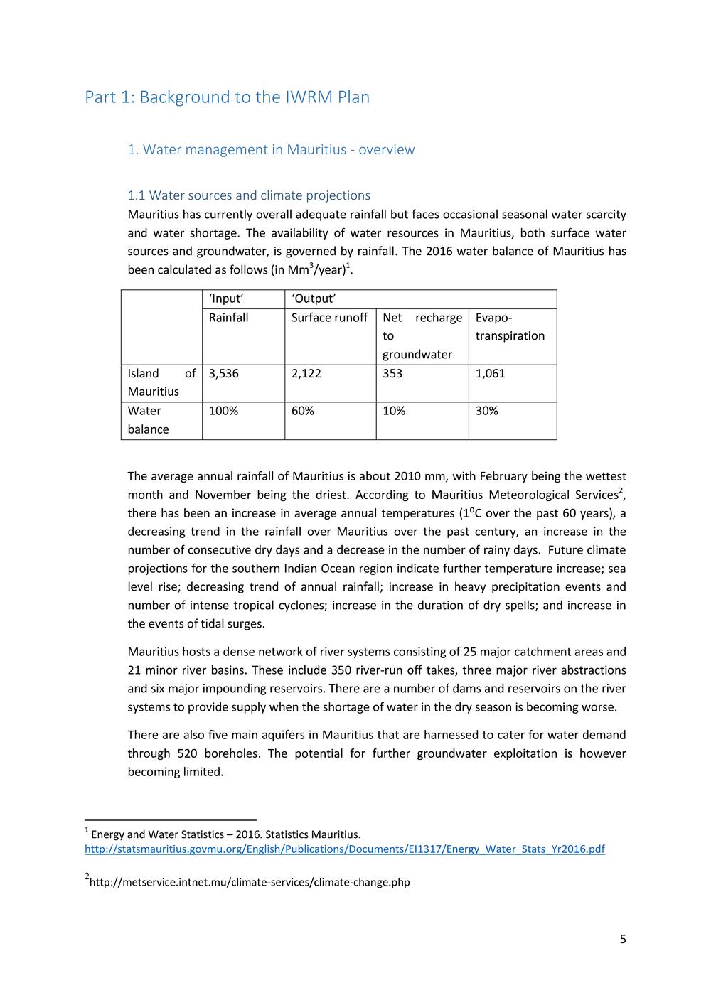 National Integrated Water Resources Management (IWRM) Plan.