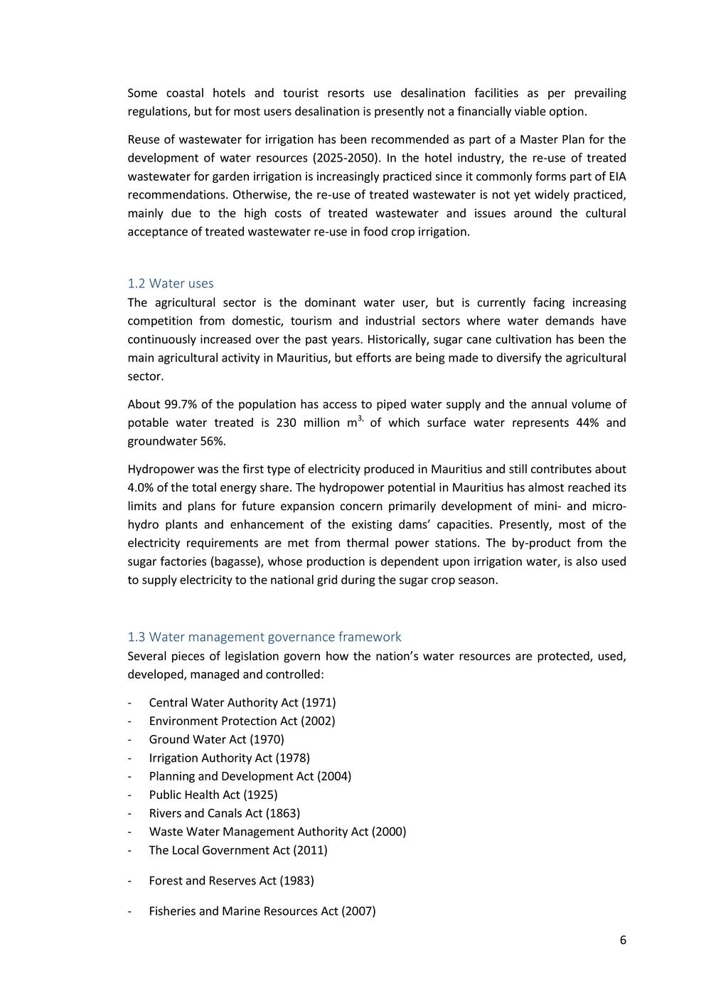 National Integrated Water Resources Management (IWRM) Plan.