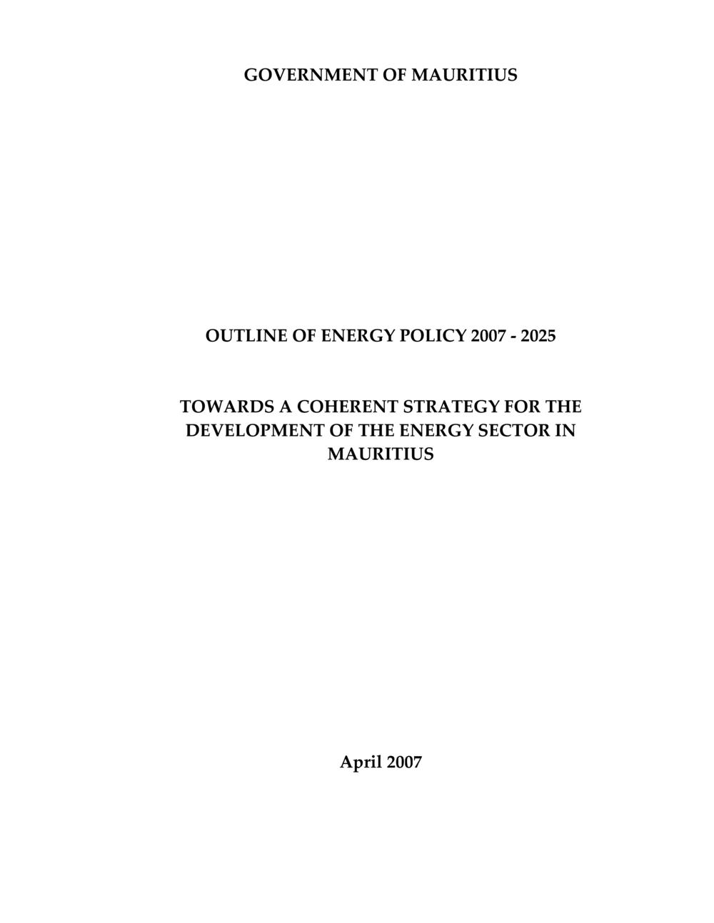 Outline of Energy Policy 2007-2025.