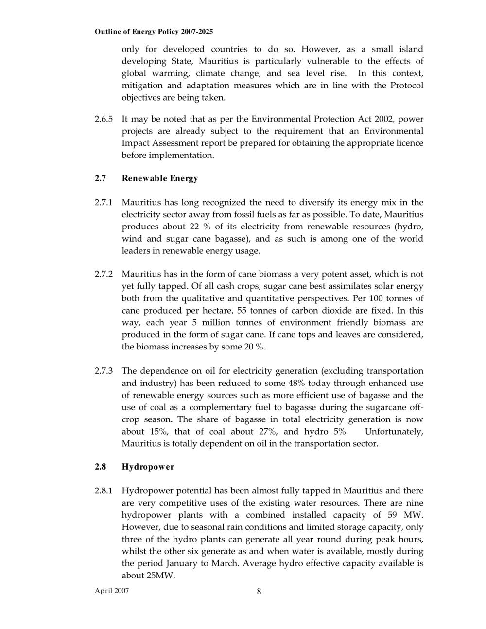 Outline of Energy Policy 2007-2025.