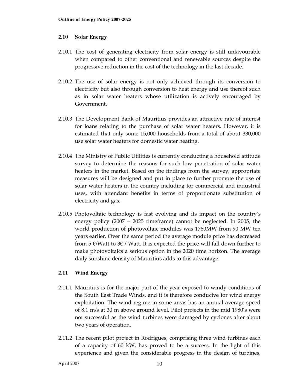 Outline of Energy Policy 2007-2025.