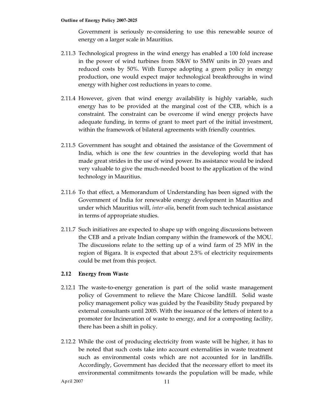 Outline of Energy Policy 2007-2025.