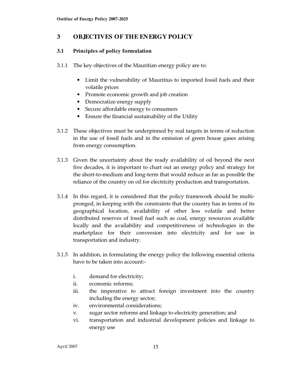 Outline of Energy Policy 2007-2025.