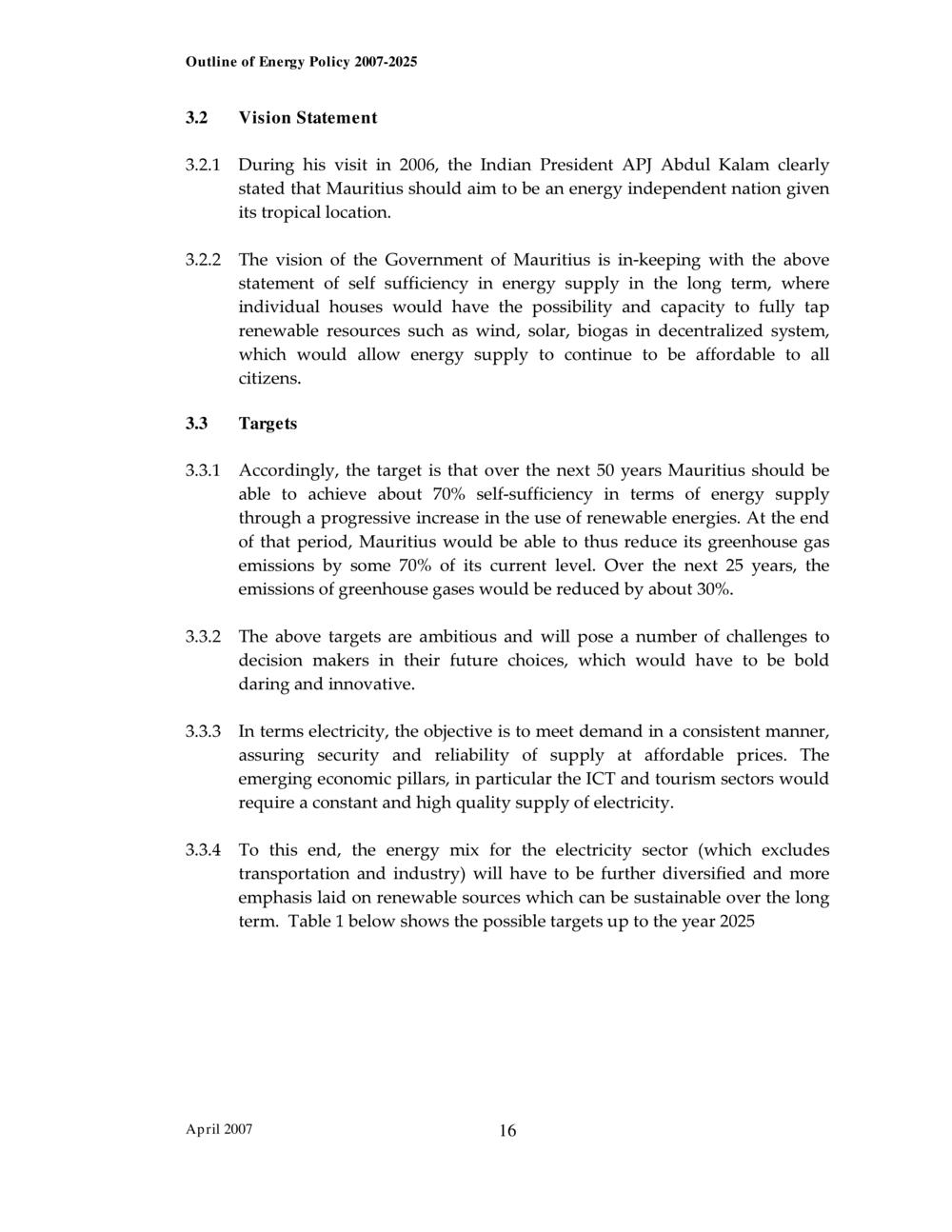 Outline of Energy Policy 2007-2025.