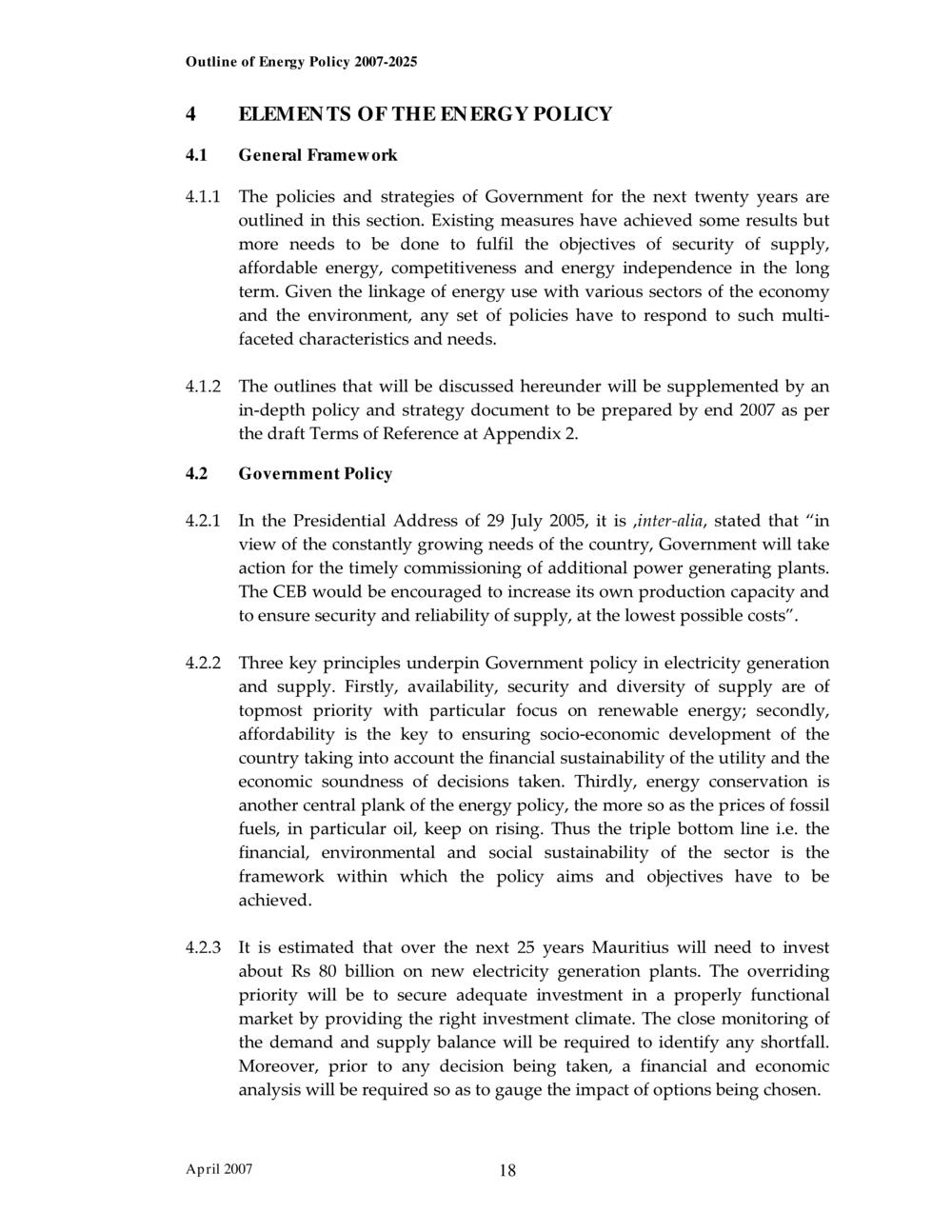 Outline of Energy Policy 2007-2025.