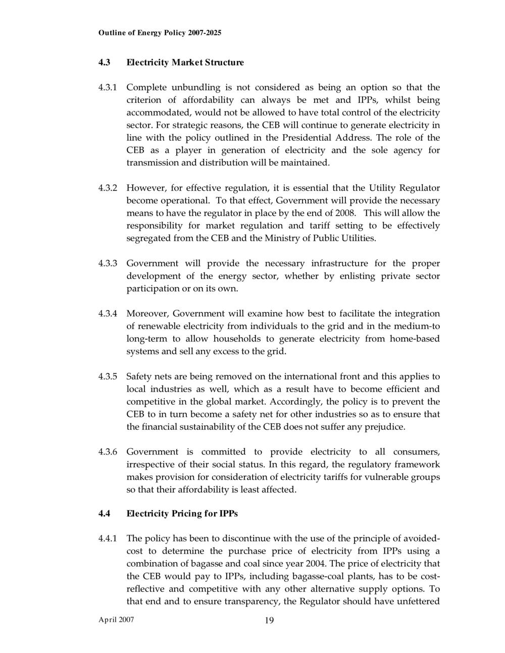 Outline of Energy Policy 2007-2025.