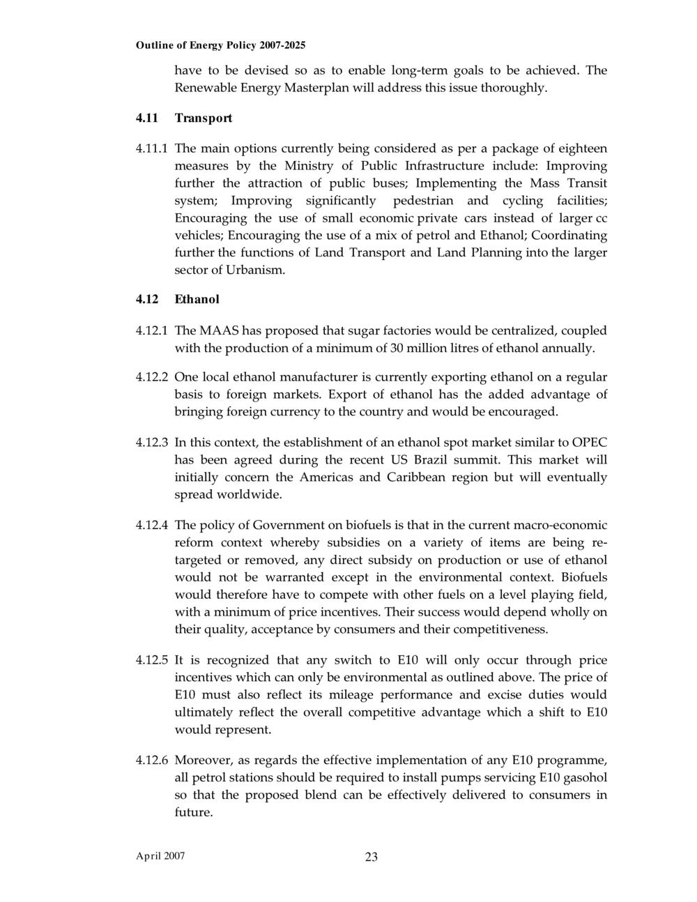 Outline of Energy Policy 2007-2025.