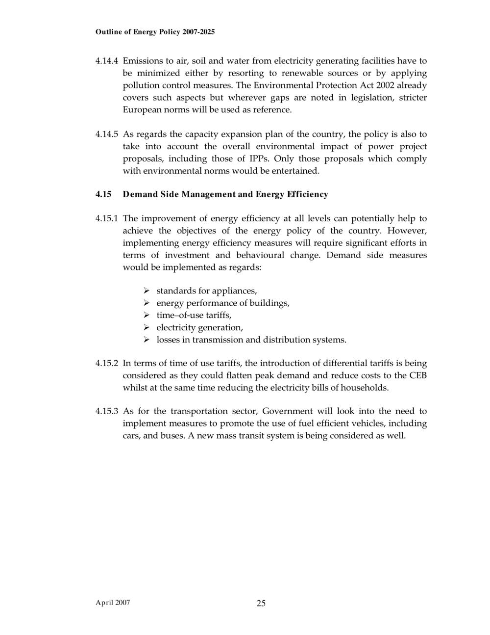 Outline of Energy Policy 2007-2025.