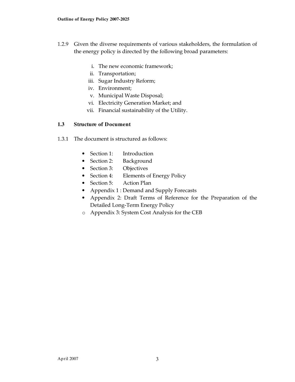 Outline of Energy Policy 2007-2025.