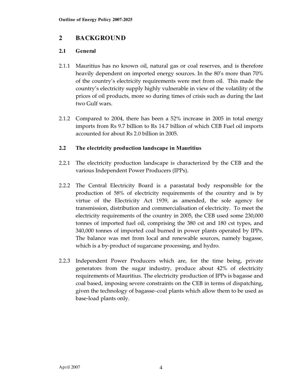 Outline of Energy Policy 2007-2025.