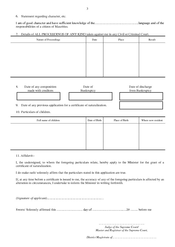 APPLICATION OF NATURALIZATION OF AN ALIEN OR BRITISH PROTECTED PERSON