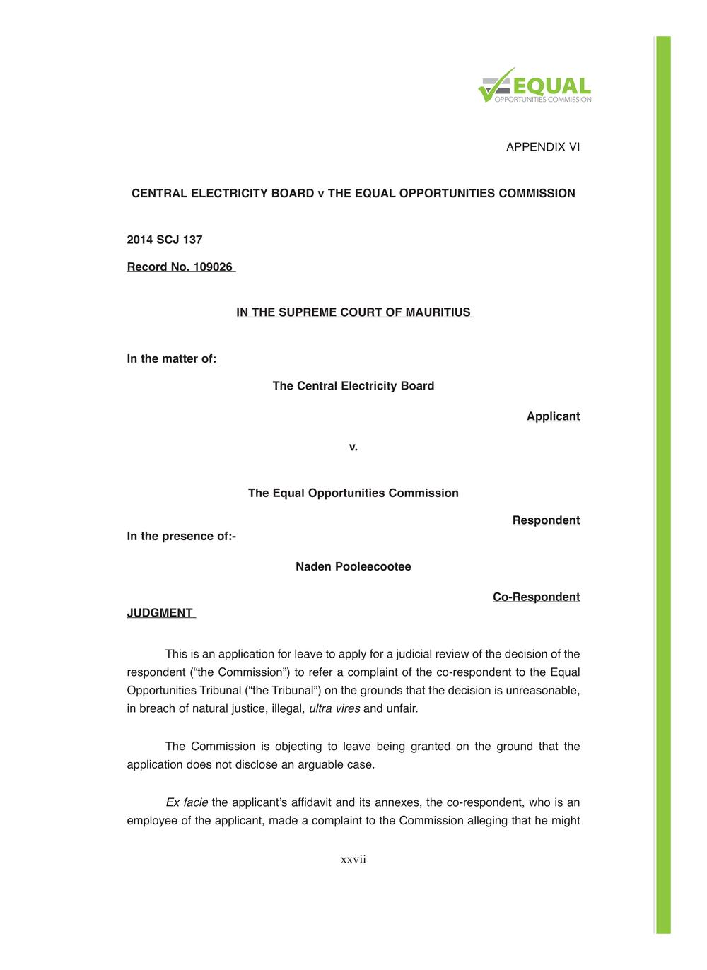 Equal Opportunities Commission Report 2014