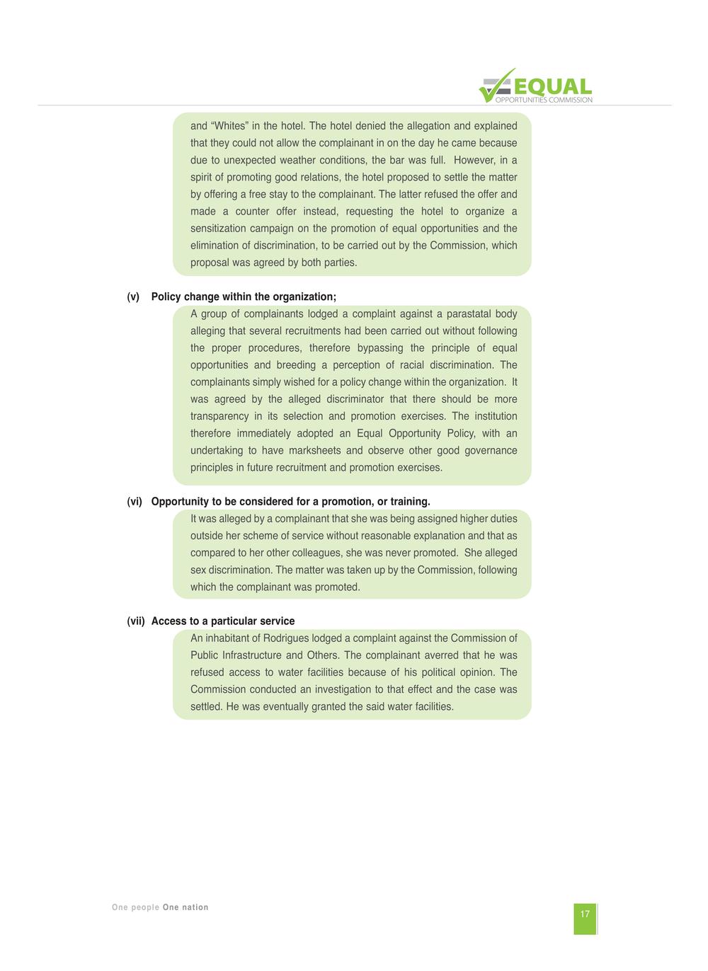 Equal Opportunities Commission Report 2014