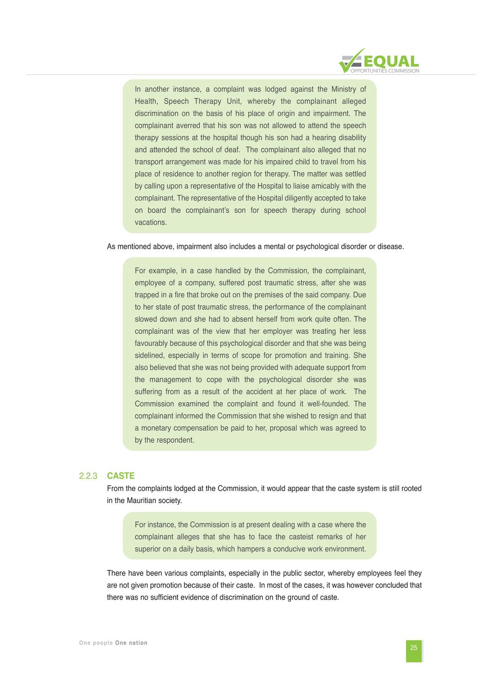 Equal Opportunities Commission Report 2014