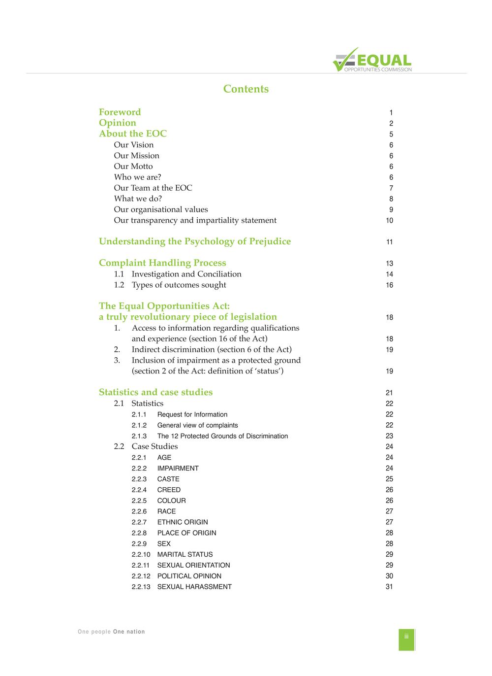 Equal Opportunities Commission Report 2014