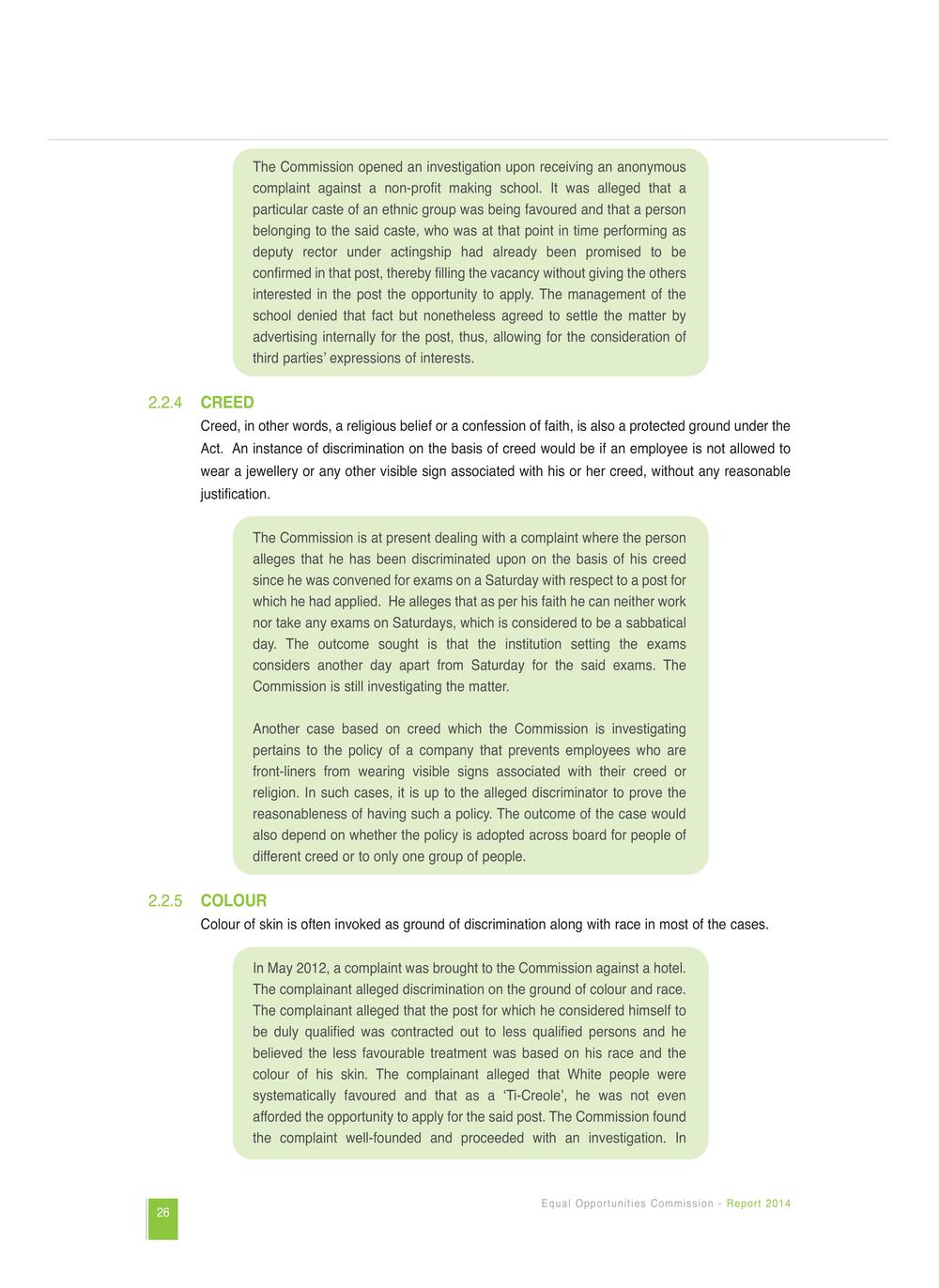 Equal Opportunities Commission Report 2014