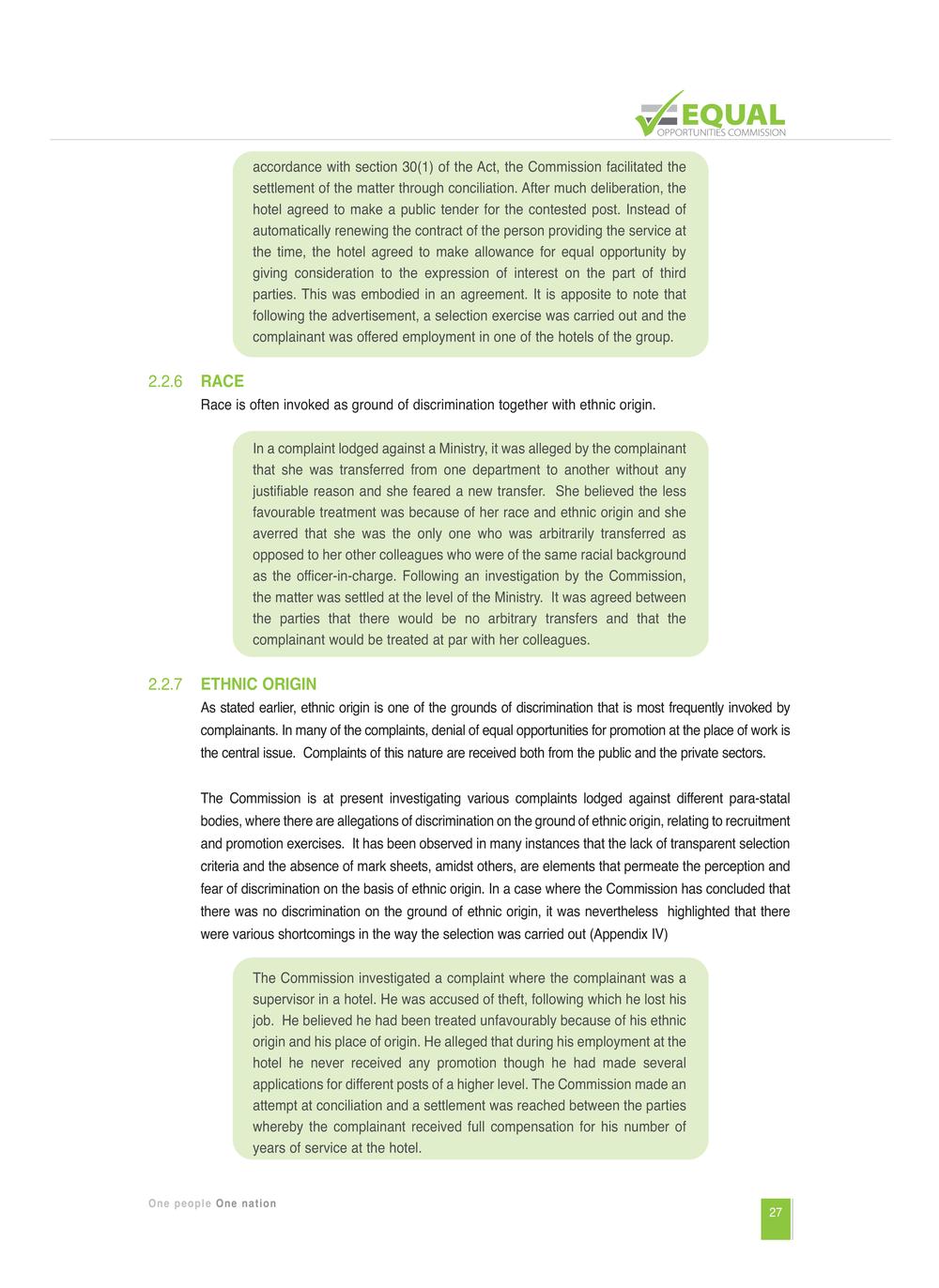 Equal Opportunities Commission Report 2014