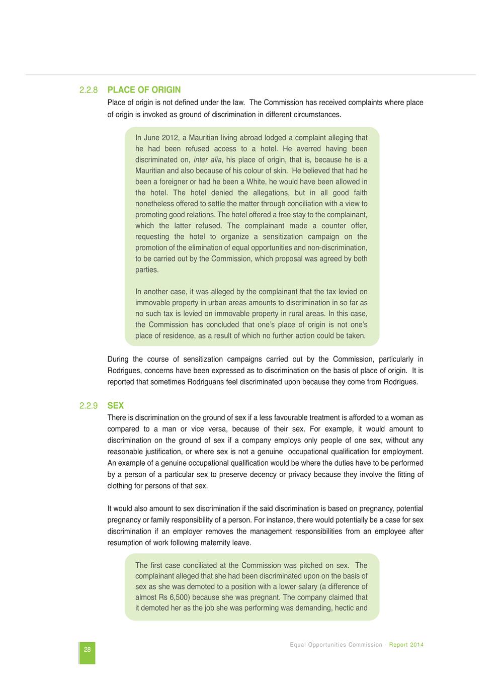 Equal Opportunities Commission Report 2014