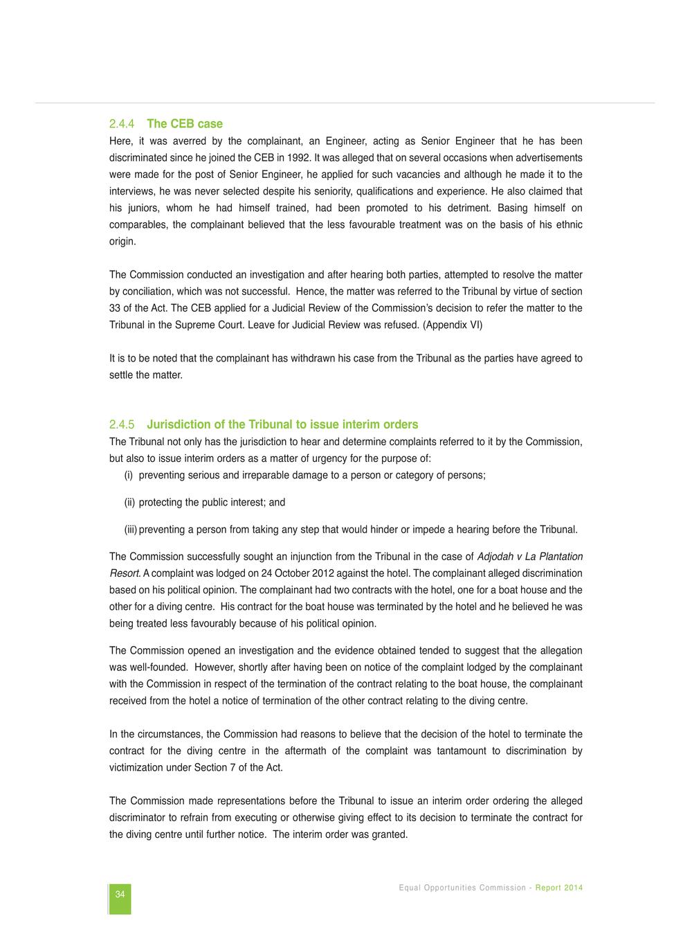 Equal Opportunities Commission Report 2014