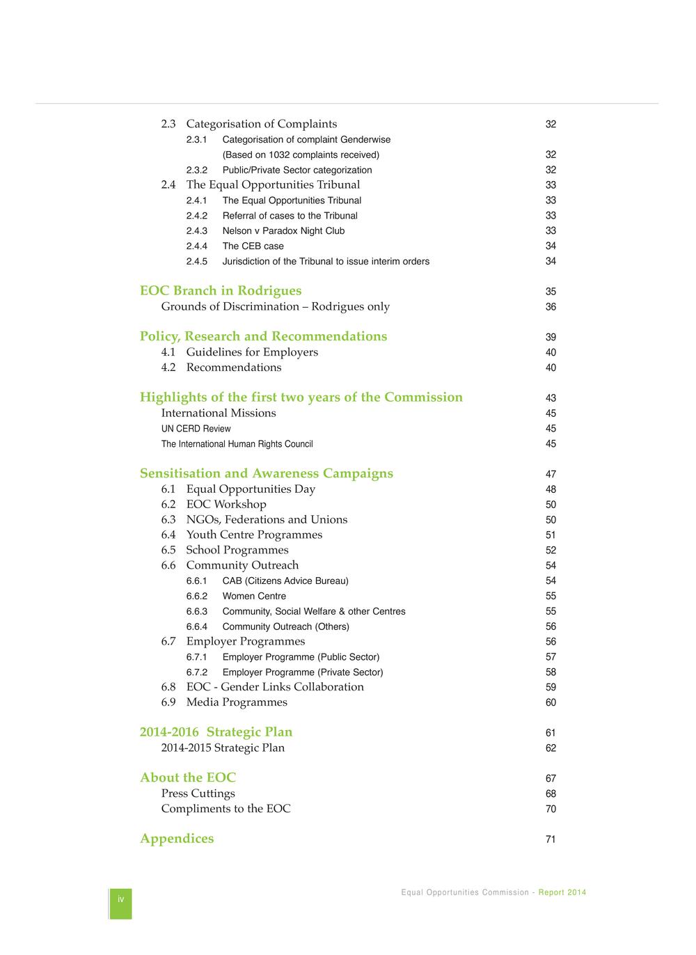 Equal Opportunities Commission Report 2014