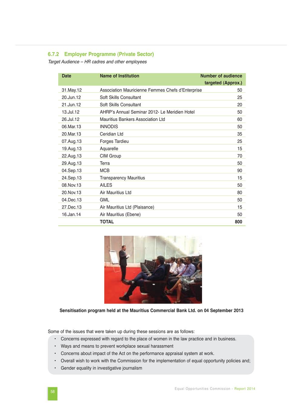 Equal Opportunities Commission Report 2014