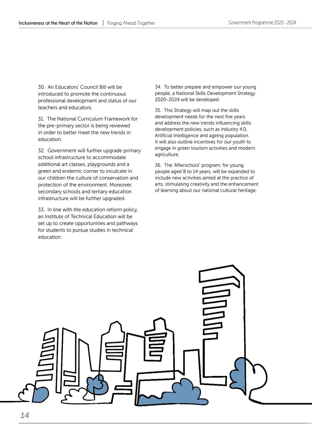 Government Programme 2020-2024:Towards an inclusive, high income and green Mauritius - Forging ahead together