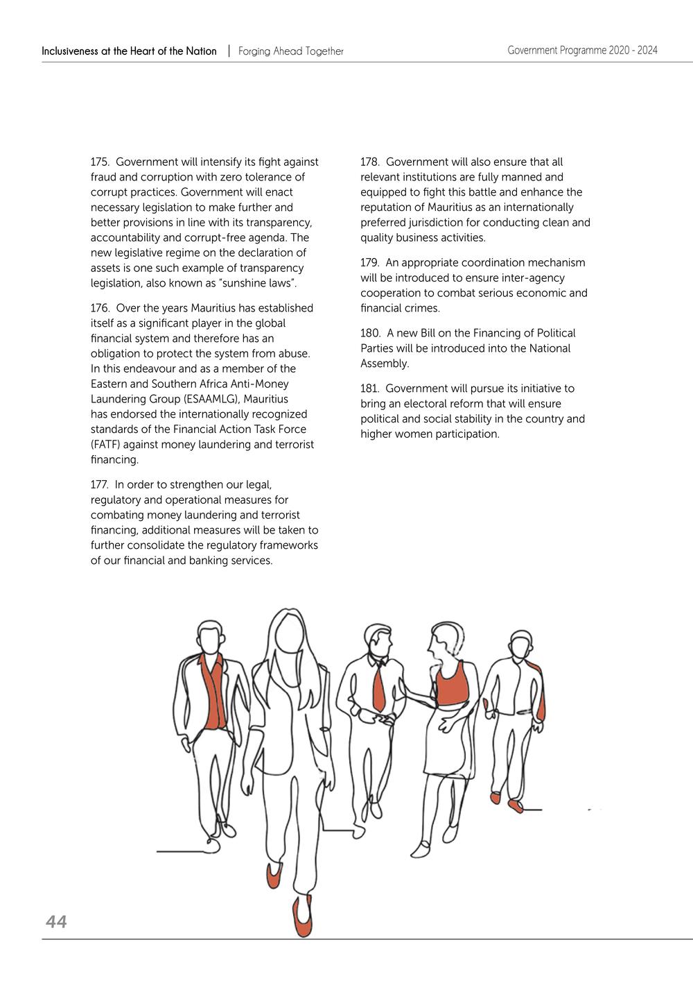 Government Programme 2020-2024:Towards an inclusive, high income and green Mauritius - Forging ahead together