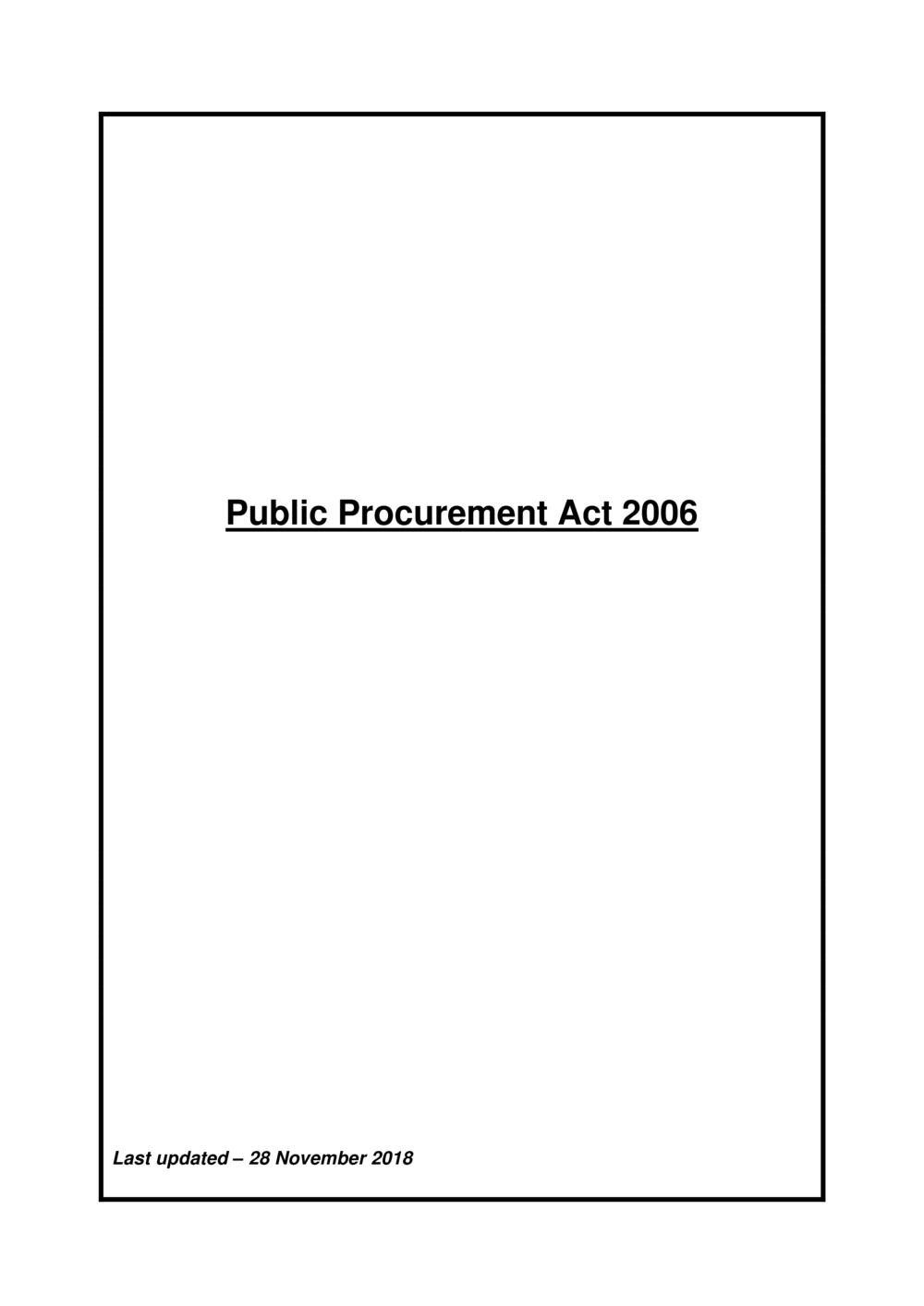 Public Procurement Act 2006-Amended as per Government Gazette No. 100 of 3 November 2018