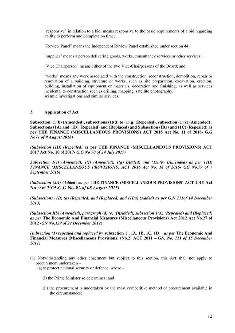 Public Procurement Act 2006-Amended as per Government Gazette No. 100 of 3 November 2018