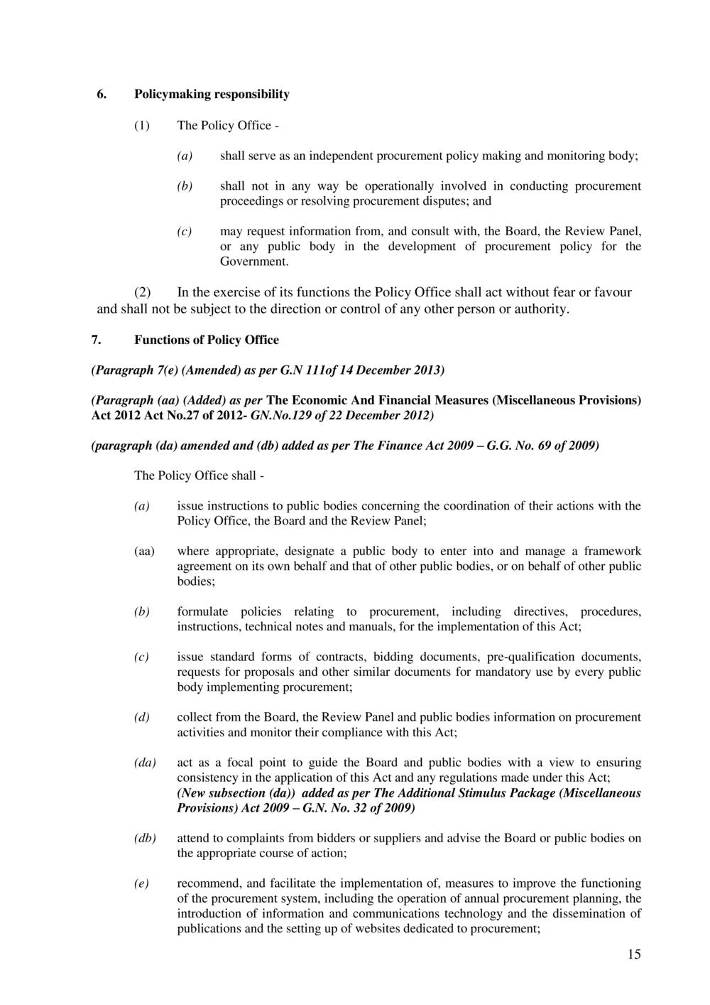 Public Procurement Act 2006-Amended as per Government Gazette No. 100 of 3 November 2018