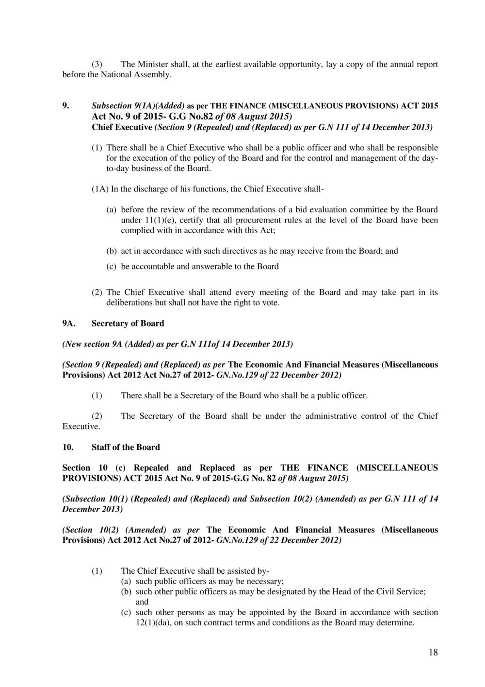 Public Procurement Act 2006-Amended as per Government Gazette No. 100 of 3 November 2018