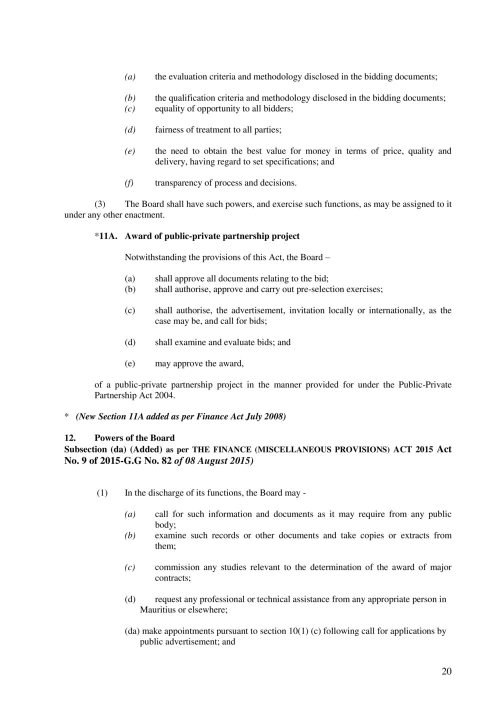 Public Procurement Act 2006-Amended as per Government Gazette No. 100 of 3 November 2018