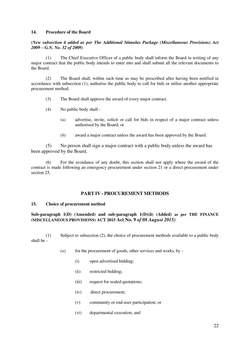 Public Procurement Act 2006-Amended as per Government Gazette No. 100 of 3 November 2018