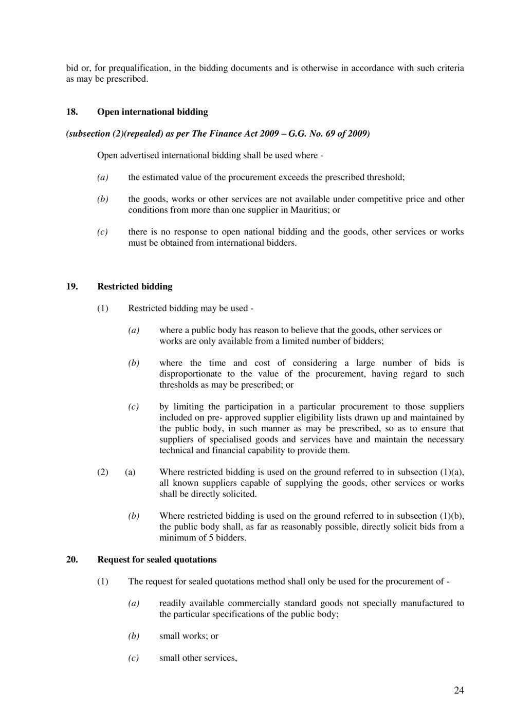 Public Procurement Act 2006-Amended as per Government Gazette No. 100 of 3 November 2018