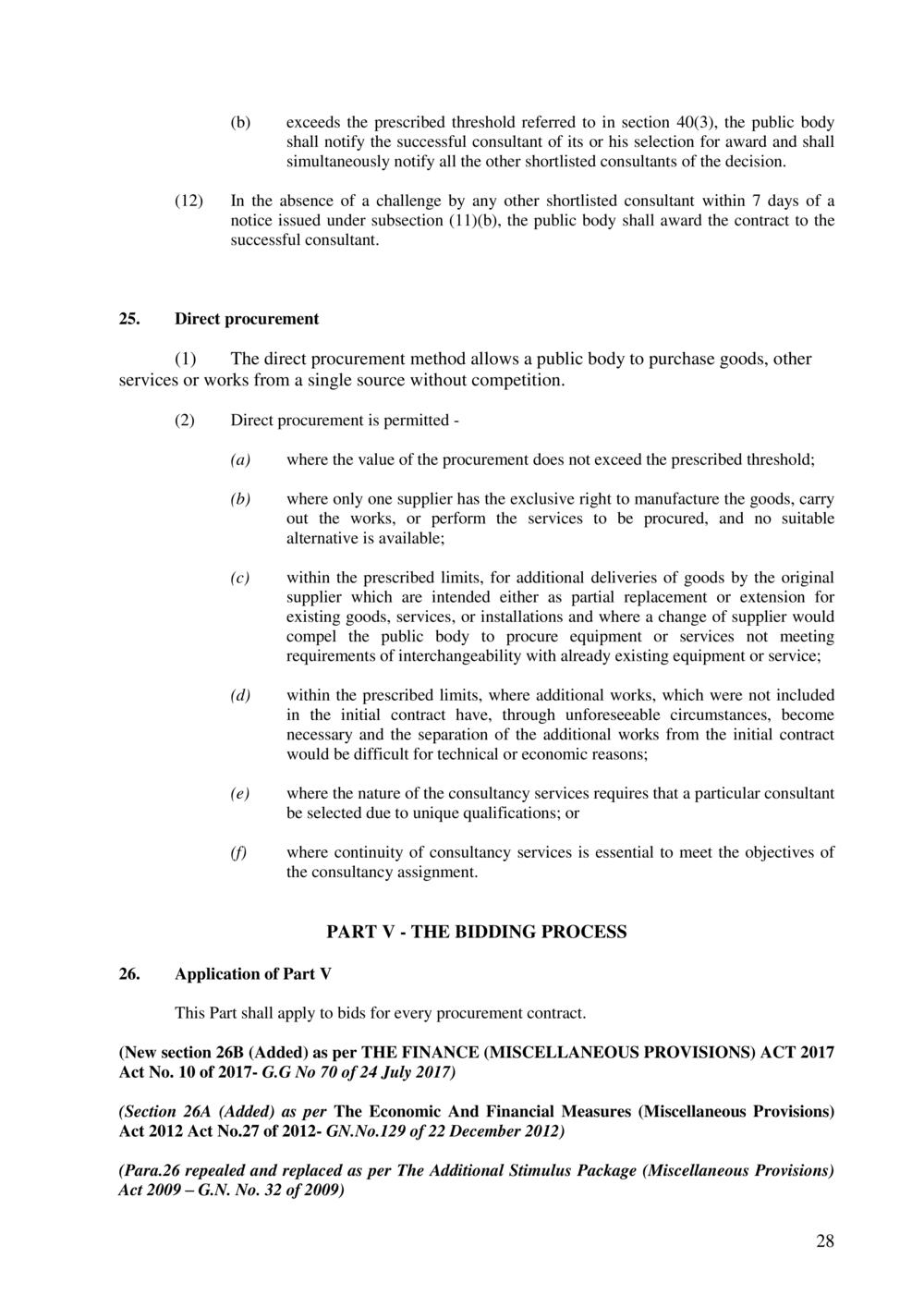 Public Procurement Act 2006-Amended as per Government Gazette No. 100 of 3 November 2018