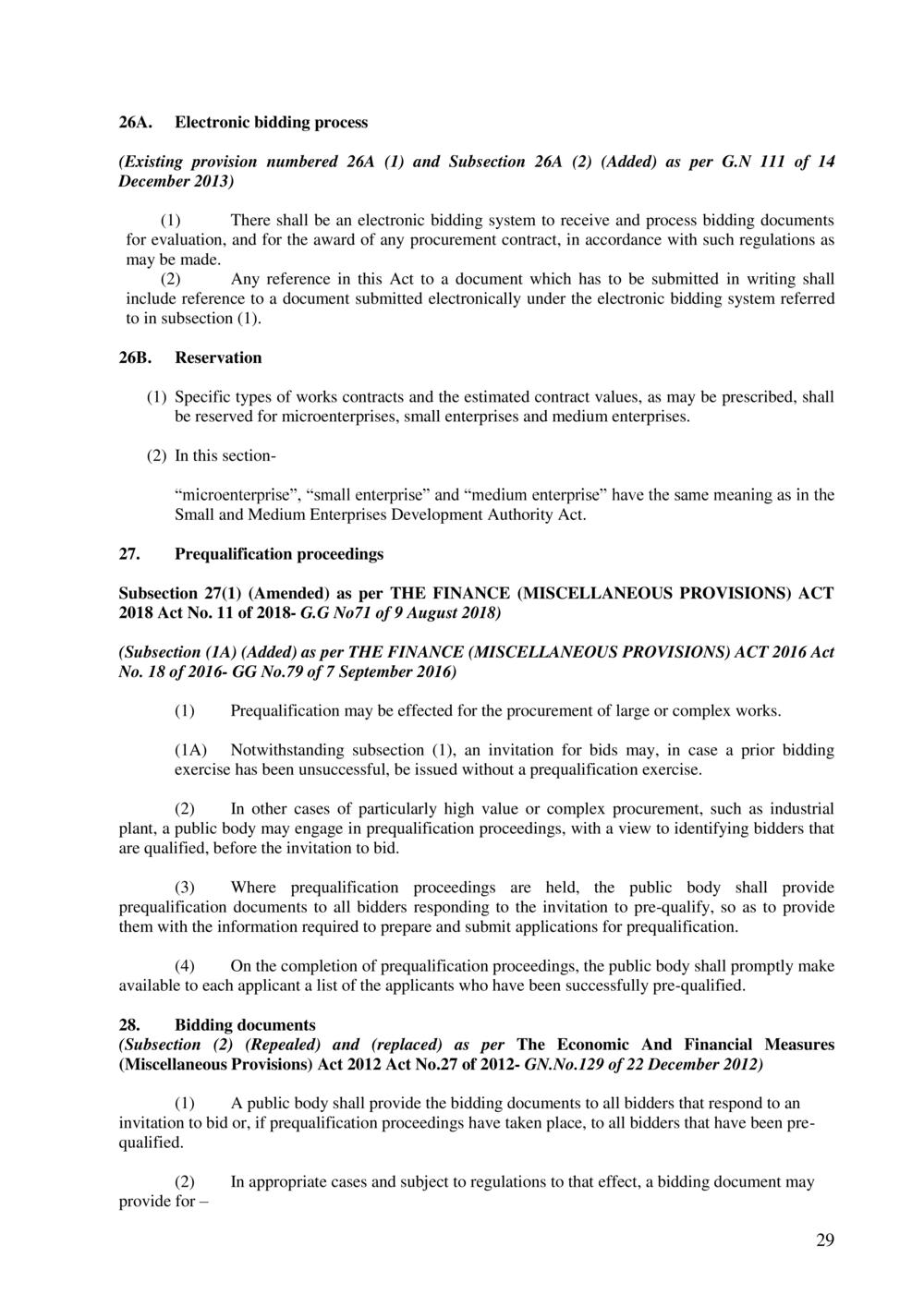 Public Procurement Act 2006-Amended as per Government Gazette No. 100 of 3 November 2018