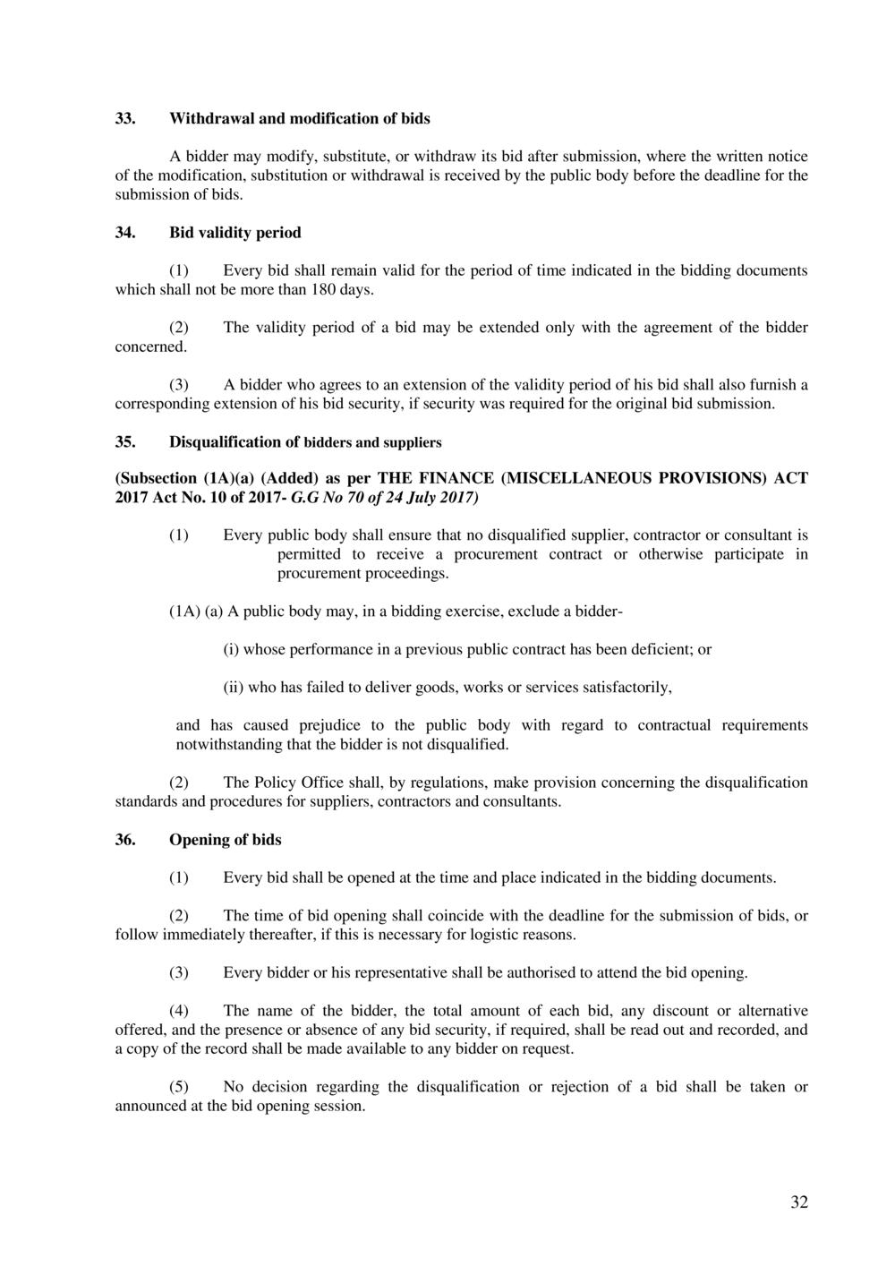 Public Procurement Act 2006-Amended as per Government Gazette No. 100 of 3 November 2018