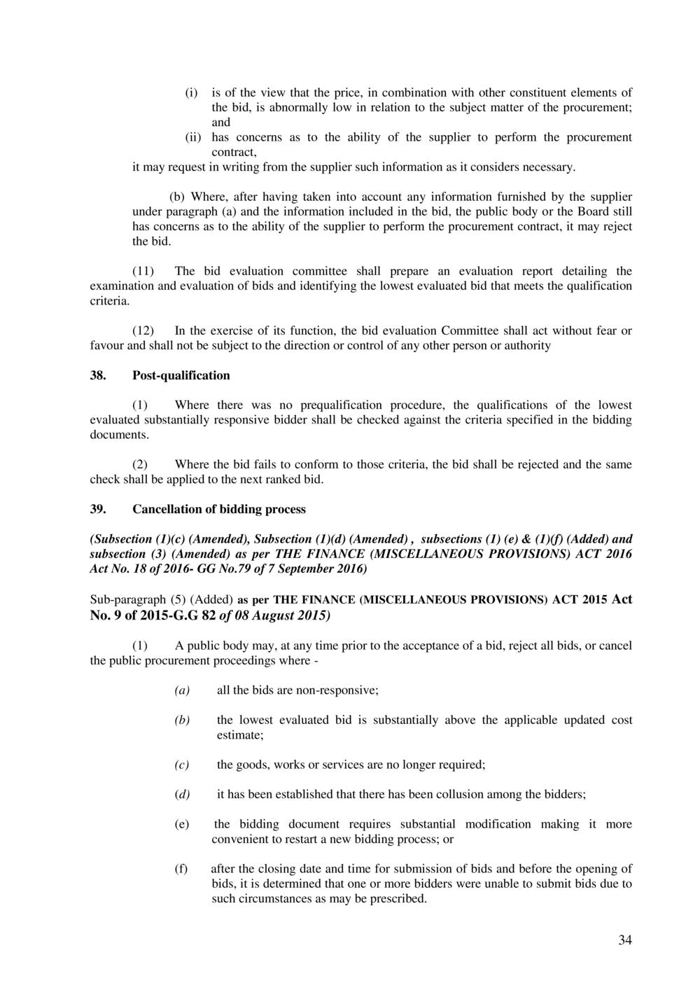 Public Procurement Act 2006-Amended as per Government Gazette No. 100 of 3 November 2018